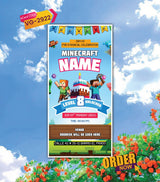 Pixel Gaming Birthday Invitation Card