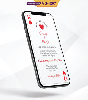 Playing Card Wedding Invitation Templates | VG-1207 - VideoGiri