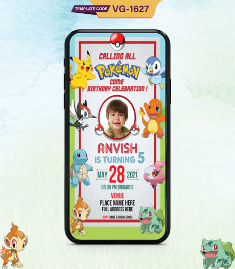 Pokemon Birthday Party Invitation | VG-1627