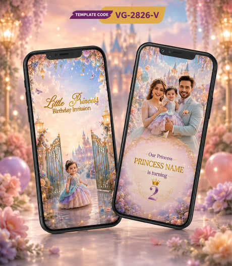 Princess Birthday Invitation Video  Fairytale Digital E-Invite  VG-2826-V