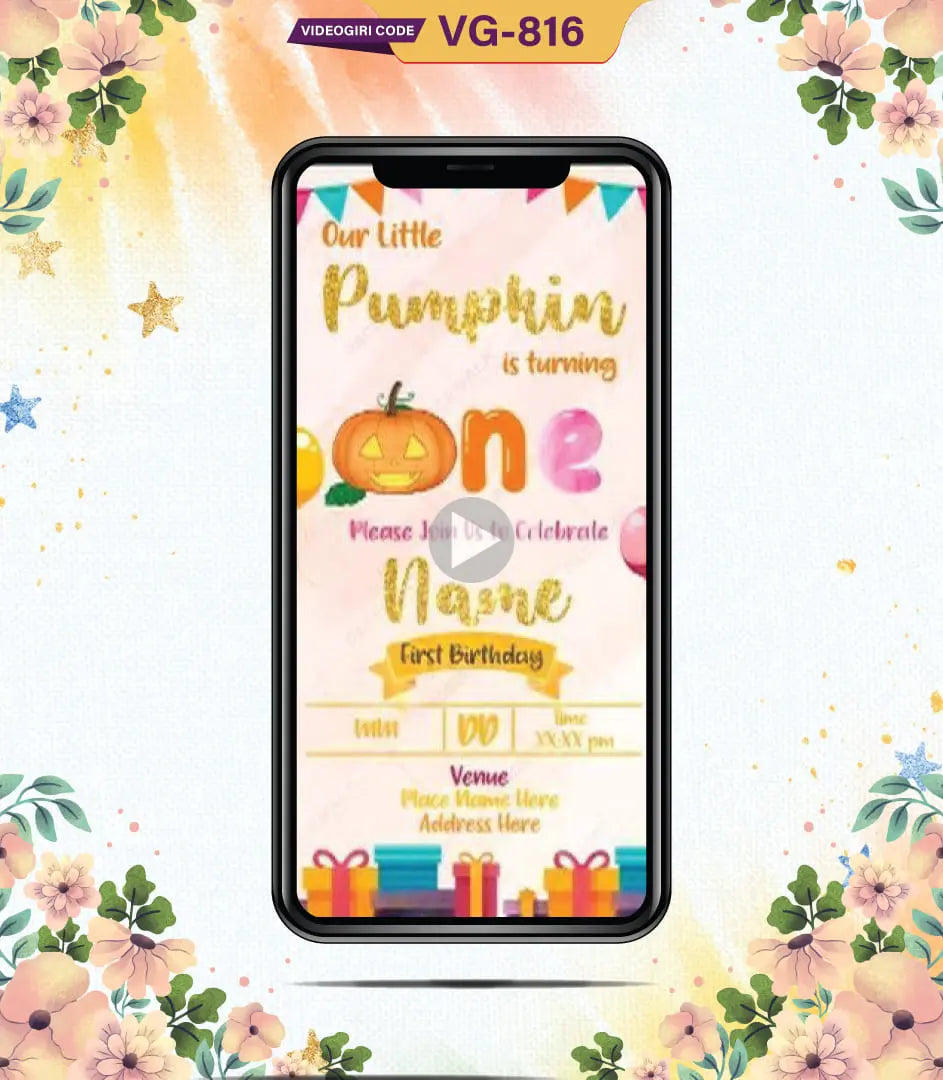 Pumpkin Themed Birthday Invitation Video | VG-816