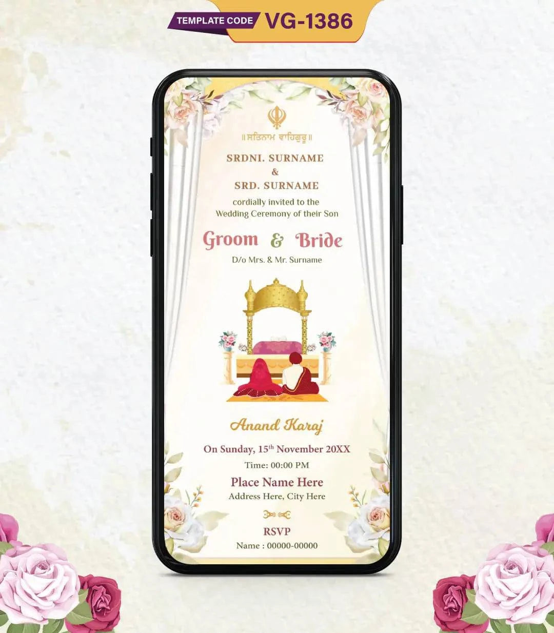 Punjabi Anand Karaj Wedding Invitation