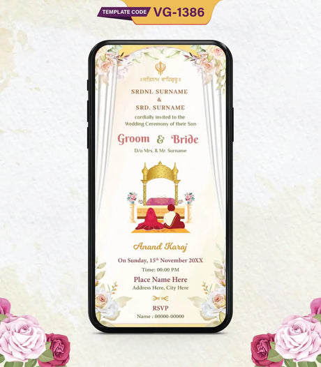 Punjabi Anand Karaj Wedding Invitation | VG-1386