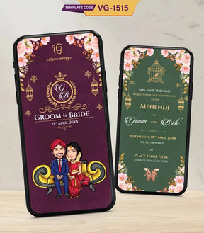 Punjabi Caricature Multiple Events Wedding Invitation PDF
