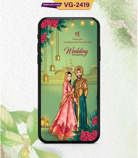 Punjabi Caricature Wedding Invitation PDF | VG-2419