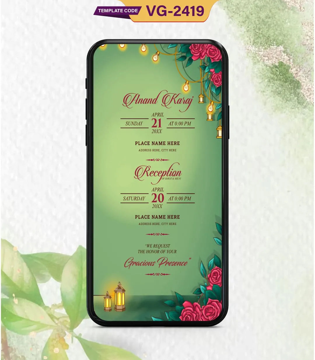 Punjabi Caricature Wedding Invitation PDF | VG-2419