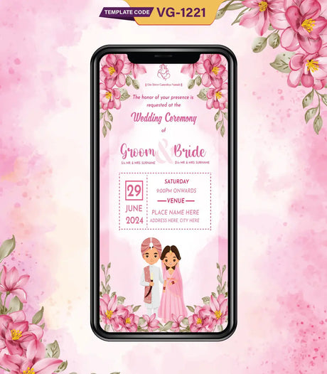 Punjabi Floral Wedding Ceremony Invitation | VG-1221