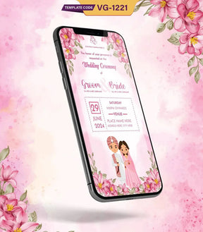 Punjabi Floral Wedding Ceremony Invitation