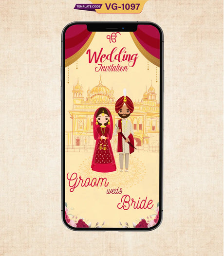 Punjabi Sikh Wedding Card | VG-1097