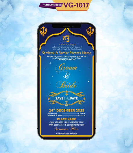 Punjabi Sikh Wedding Invitation eCards | VG-1017