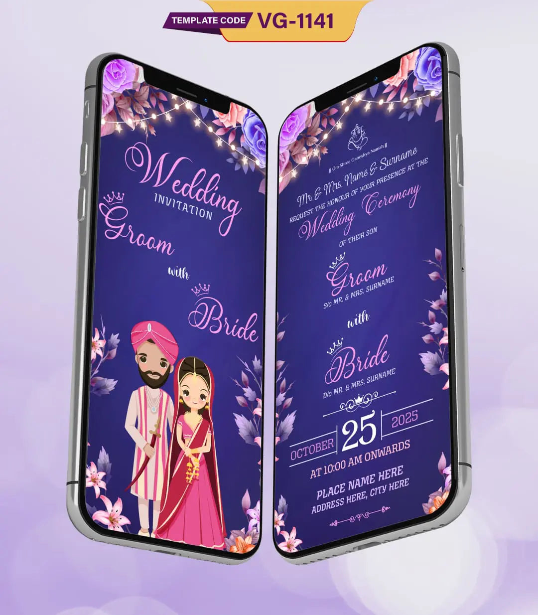 Punjabi Wedding Invitation Card | VG-1141