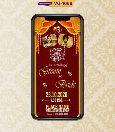 Punjabi Wedding Invitation ecard | VG-1066