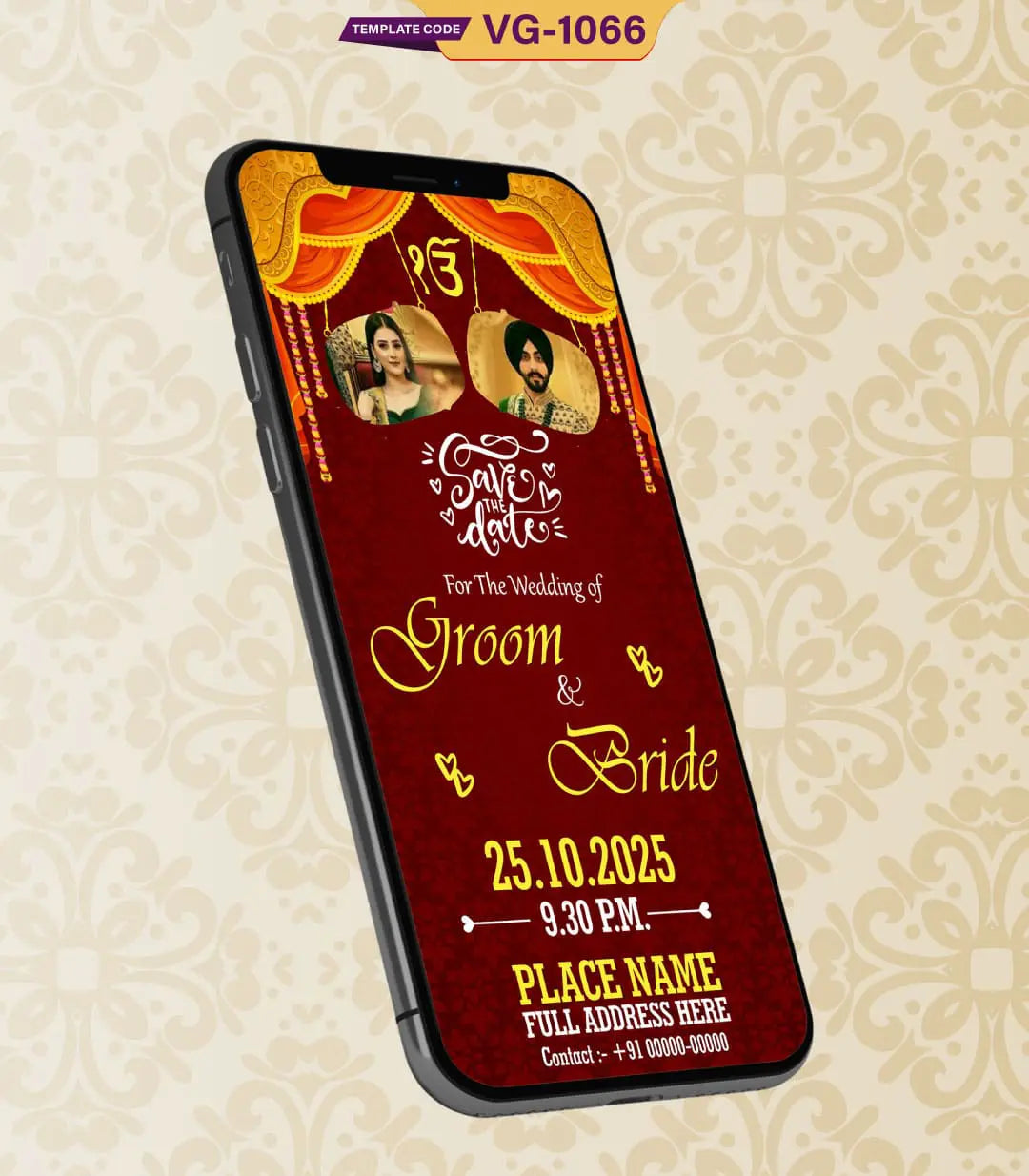 Punjabi Wedding Invitation ecard | VG-1066