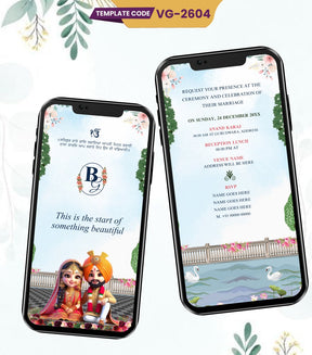 Punjabi AI Cartoon Wedding Invitation Card