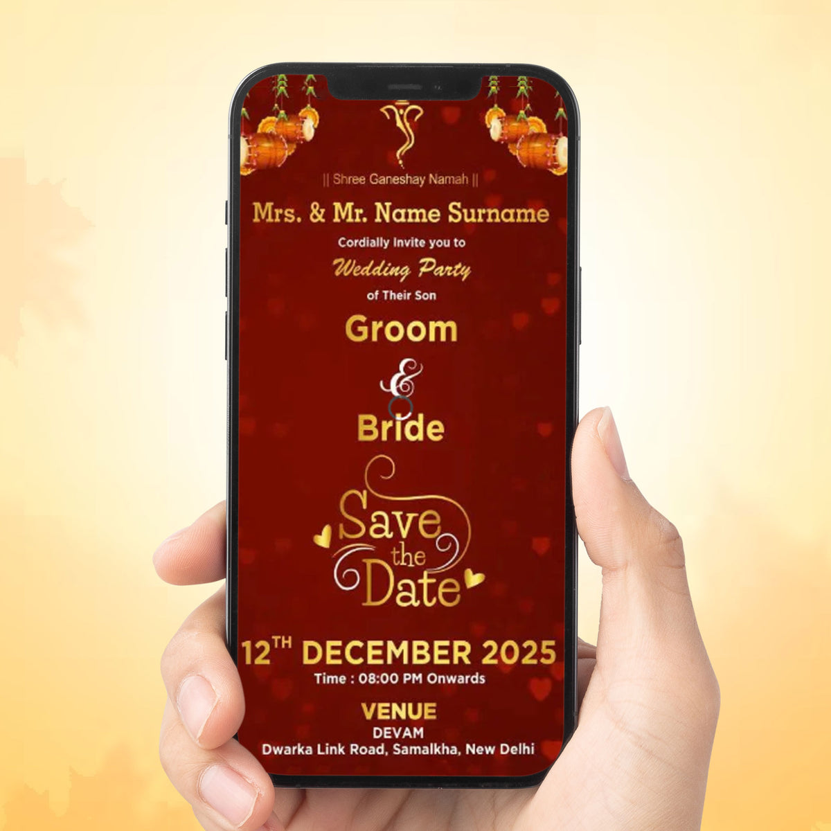 Invatation Digital Punjabi Sikh Wedding Invitation | Digital E-Card | W-14 – VideoGiri