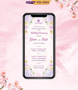 Purple Floral Theme Wedding Invitation Card