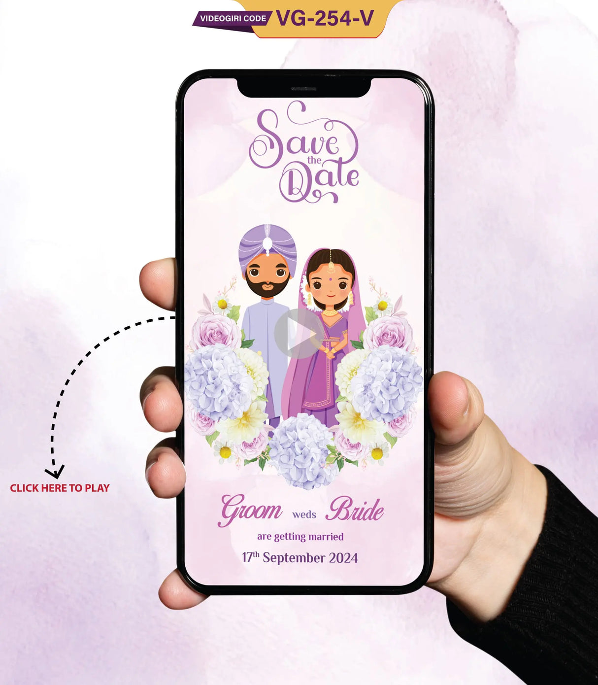 Purple Themed Save the Date Video | VG-254