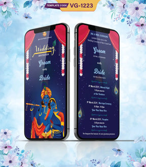 Radha Krishna Theme Wedding Invitation PDF Card