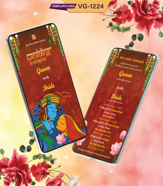 Radha Krishna Wedding Invite Card 