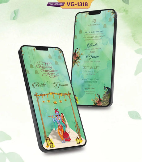 Radha Krishna Wedding Invite Templates