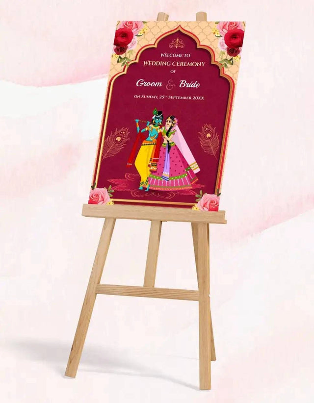 Radha Krishna Wedding Sign Board Online