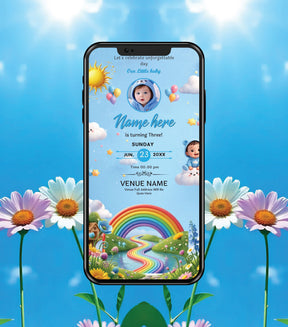 Rainbow Theme Birthday Invitation Card 