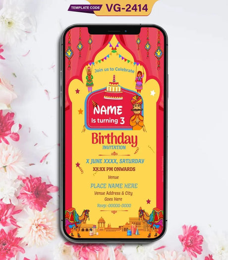 Rajasthani Theme Birthday Party Invitation