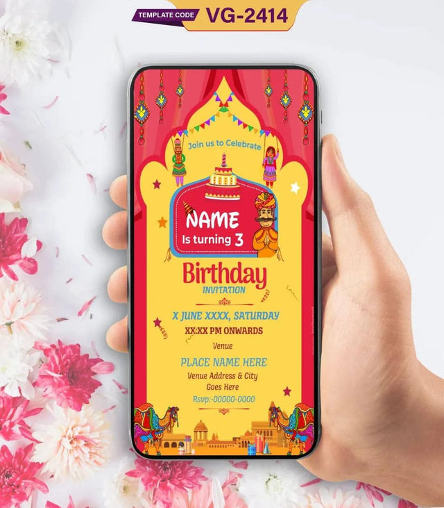 Rajasthani Theme Birthday Party Invitation