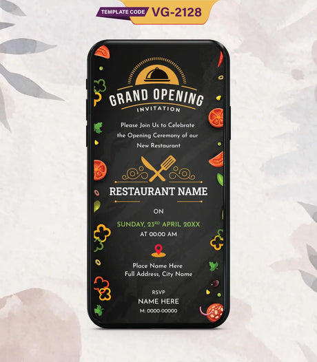 Restaurant Opening Invitation Card | VG-2128