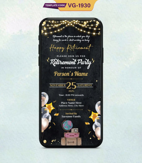 Retirement Party Invitation Card | VG-1930