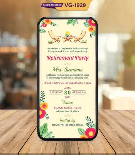 Retirement Party Invitation | VG-1929