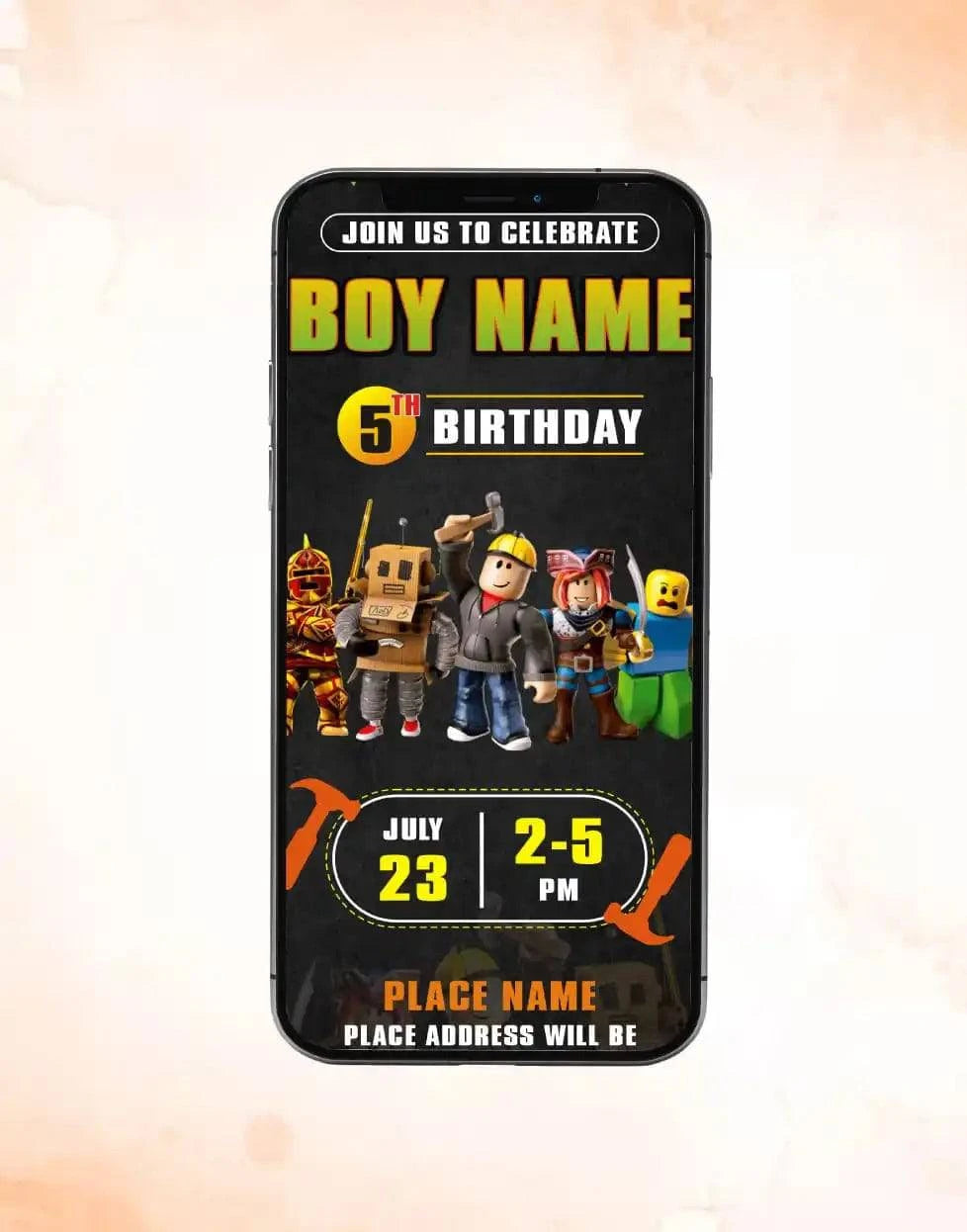 Roblox Birthday Invitation Card