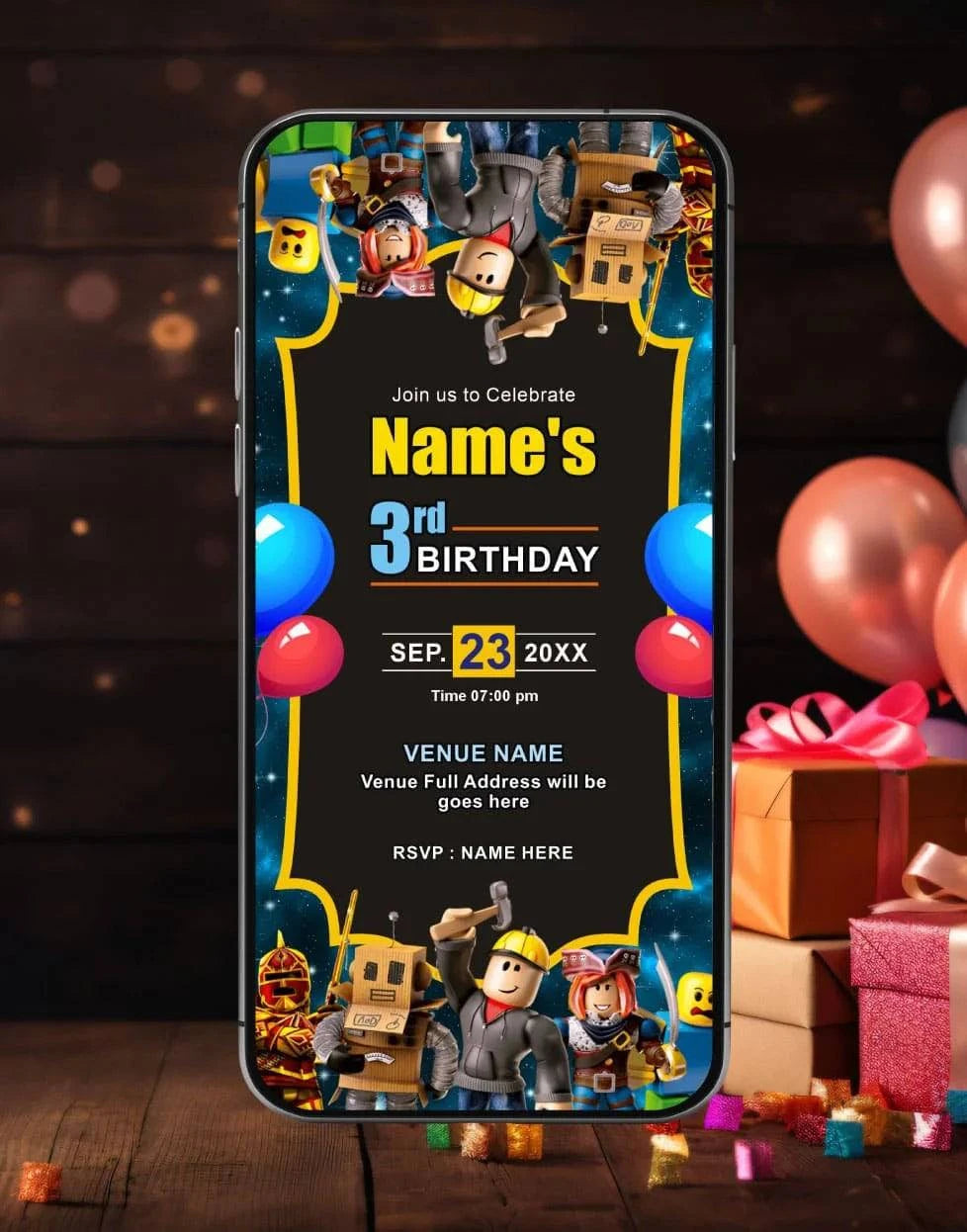 Roblox Birthday Party Invitation