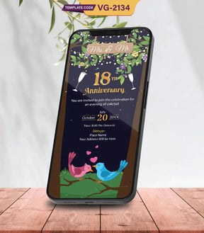 Romantic 18th Wedding Anniversary Invitation