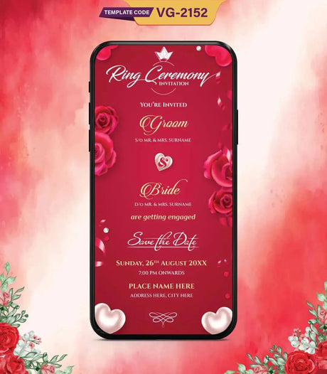 Romantic Floral Ring Ceremony Invitation 