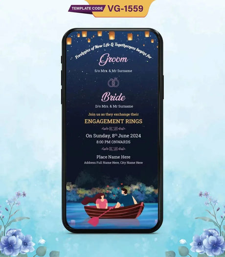 Romantic Night Engagement Ceremony Invitation 