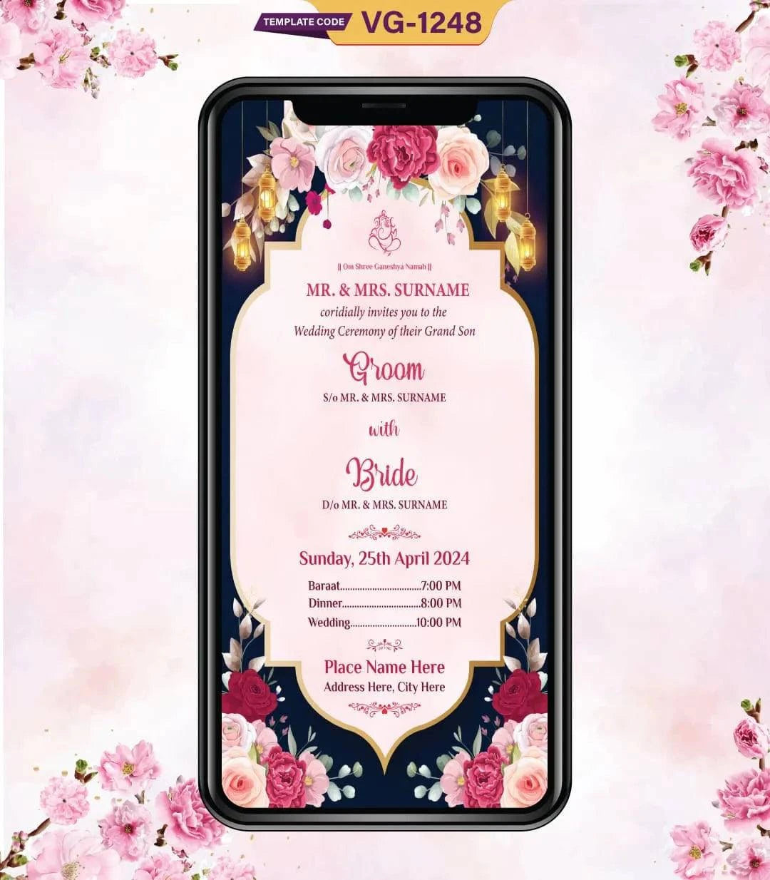 Rose Flower Wedding Invitation Card