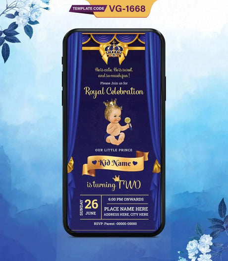 Royal Celebration Birthday Invitation Card 