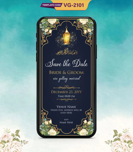 Royal Islamic Wedding Card | VG-2101