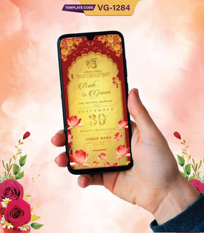 Royal Punjabi Floral Wedding Invitation Card 