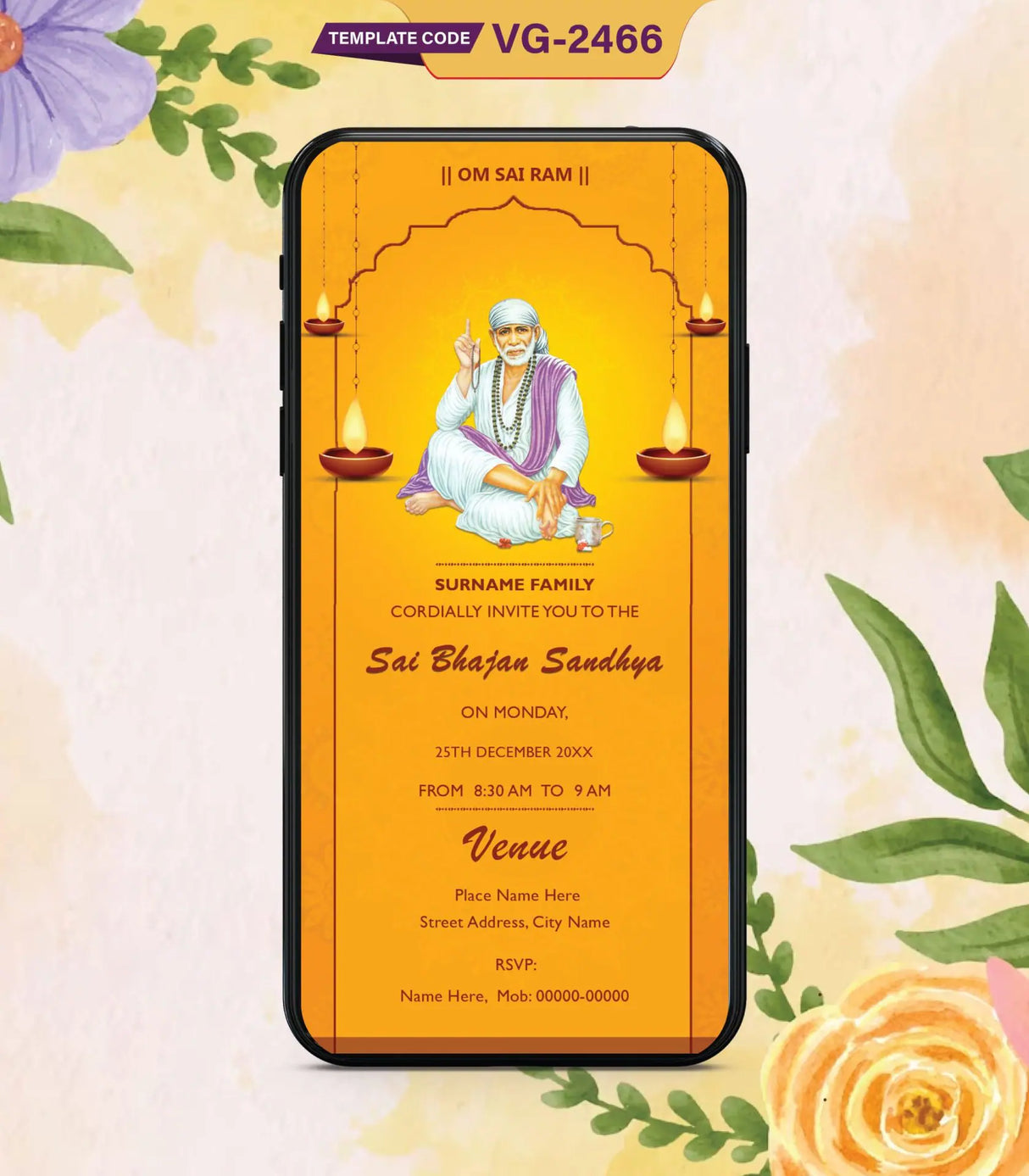 Sai Pooja Invitation | VG-2466