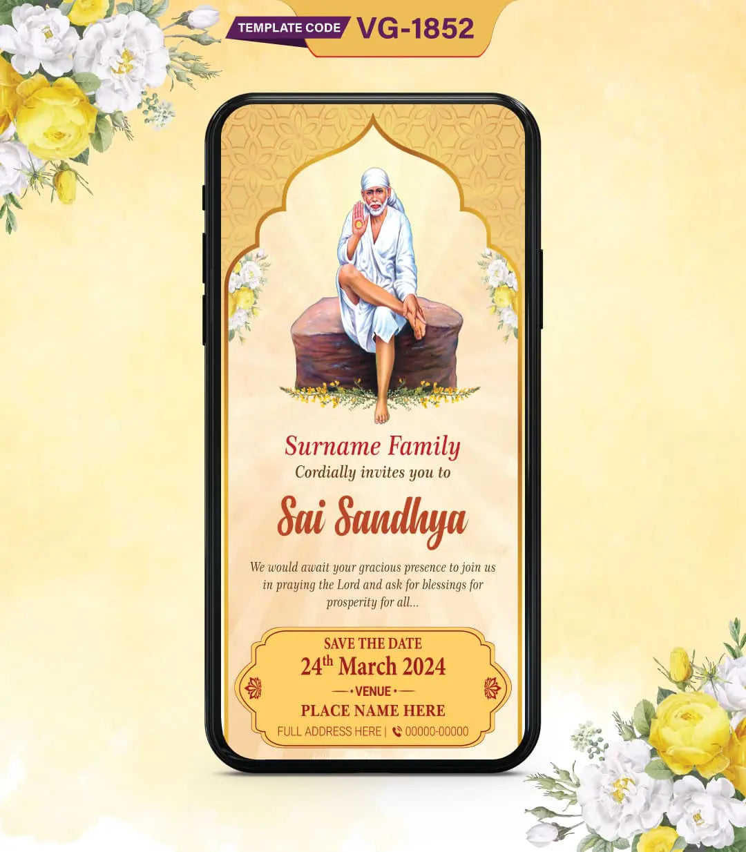 Sai Sandhya Invitation Card | VG-1852