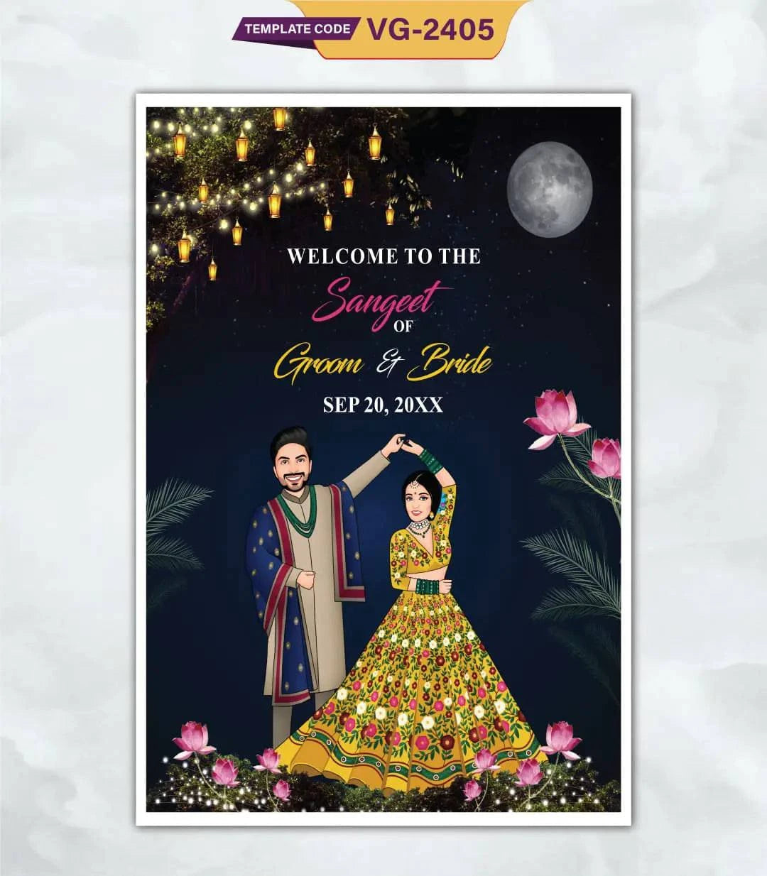 Sangeet Night Welcome Signage Board | VG-2405 - VideoGiri