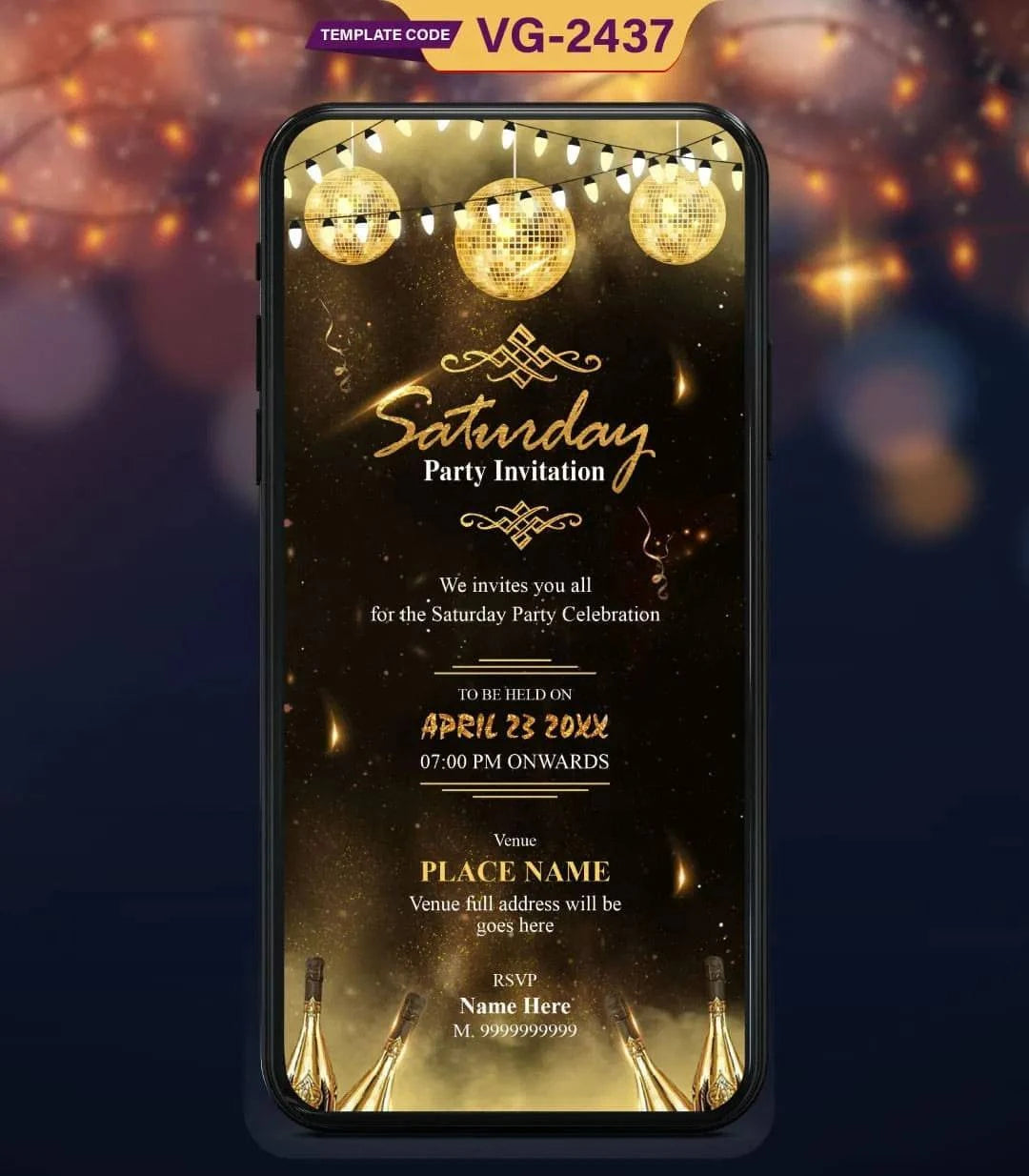 Saturday Night Party Invitation Card