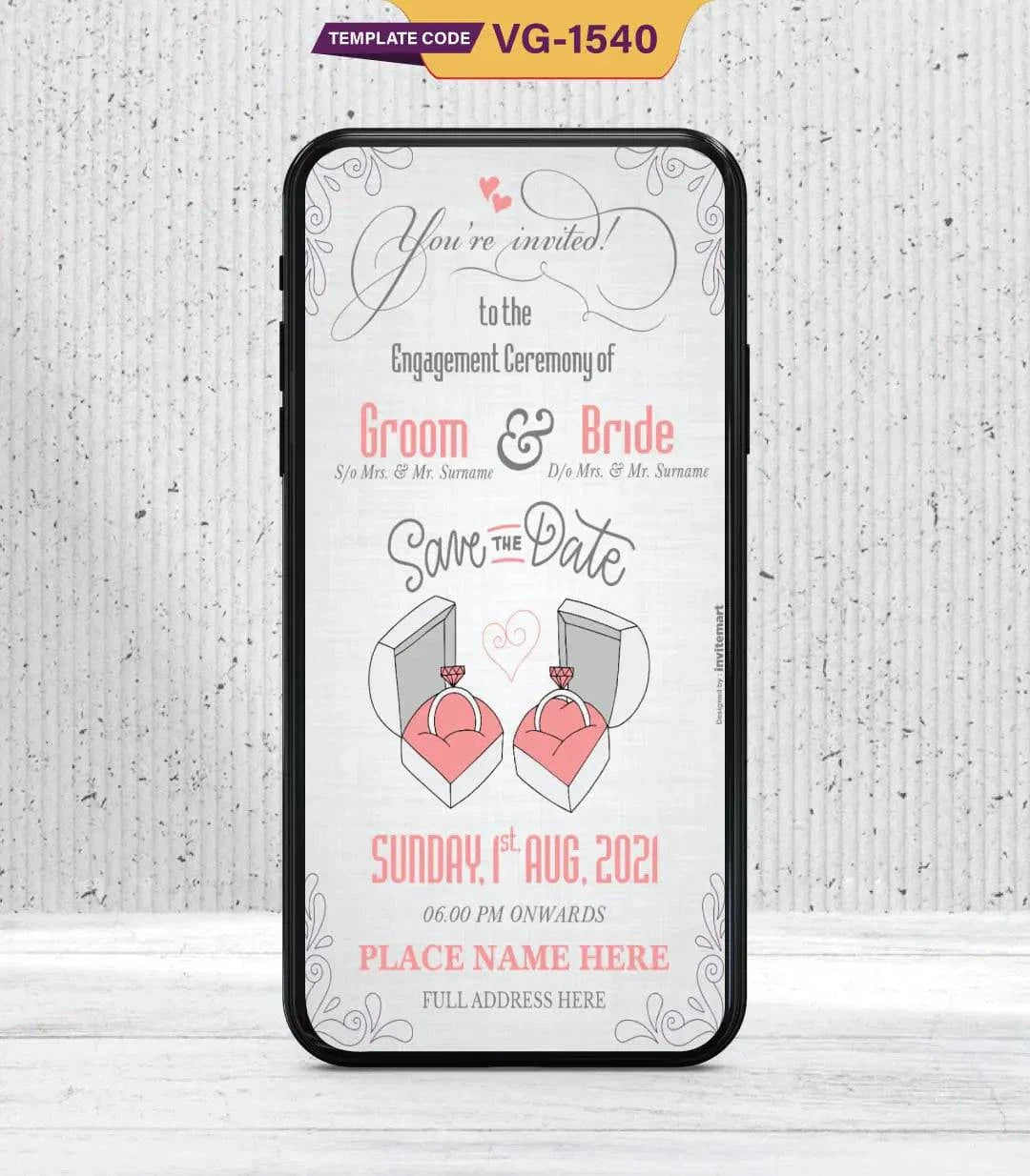 Save The Date Engagement Ceremony Invitation Card