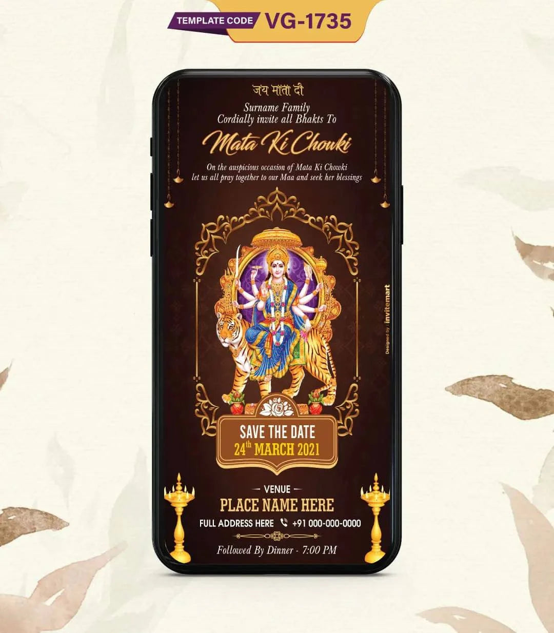 Save The Date Mata Ki Chowki Card 