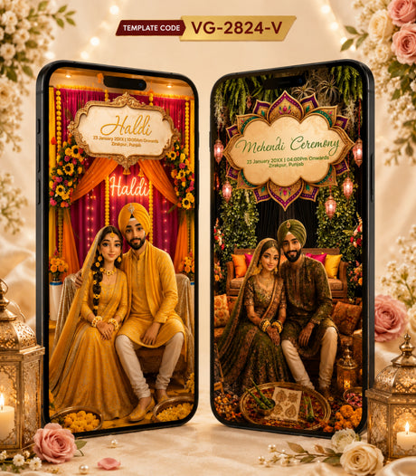 Sikh Anand Karaj Wedding Invitation Video | 3D Royal Punjabi E-Invite | VG-2824-V