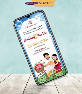 South Indian Caricature Wedding Invitation Card
