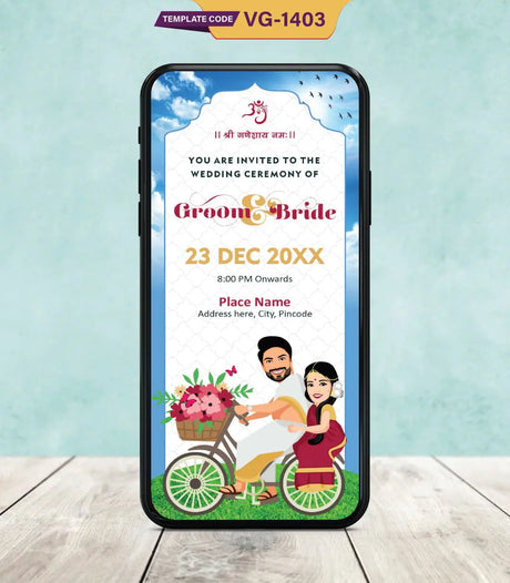 South Indian Caricature Wedding Invitation Card | VG-1403