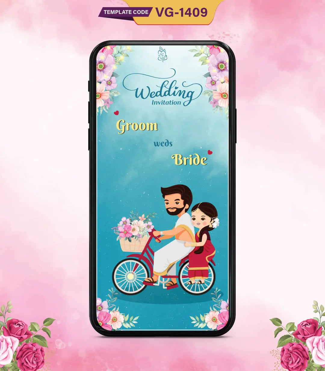 South Indian Cartoon Wedding Invitation | VG-1409